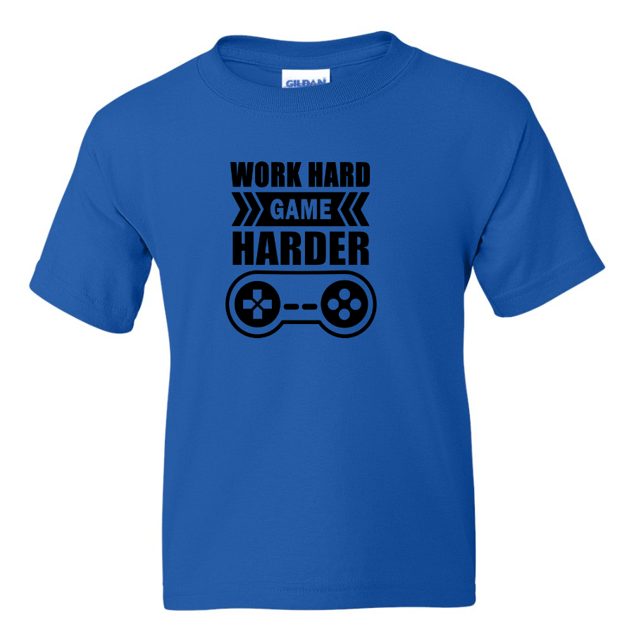 Work Hard Game Harder - Youth Gamer T-Shirt