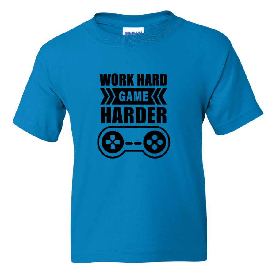 Work Hard Game Harder - Youth Gamer T-Shirt