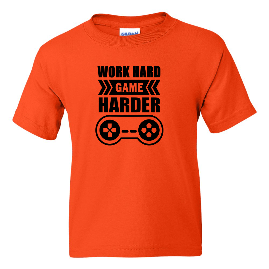 Work Hard Game Harder - Youth Gamer T-Shirt