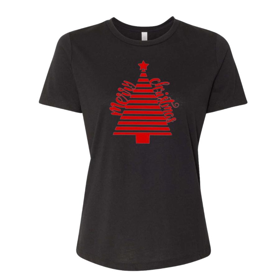 Striped Merry Christmas Tree T-Shirt