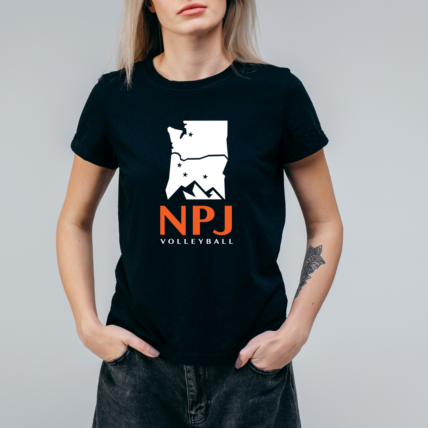 NPJ WHITE LOGO  -  short sleeve BLACK T-Shirt