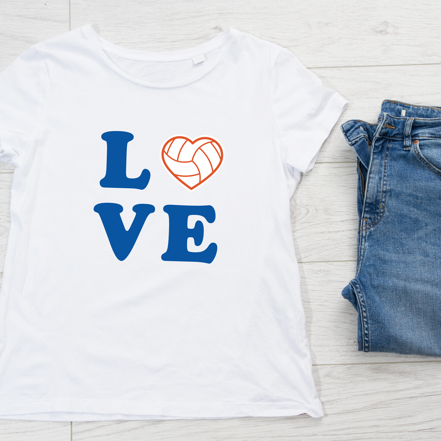 L O V E (HEART) ORANGE - Short Sleeve WHITE T-Shirt