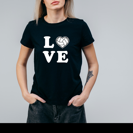 L O V E (HEART) WHITE - Short Sleeve BLACK  T-Shirt