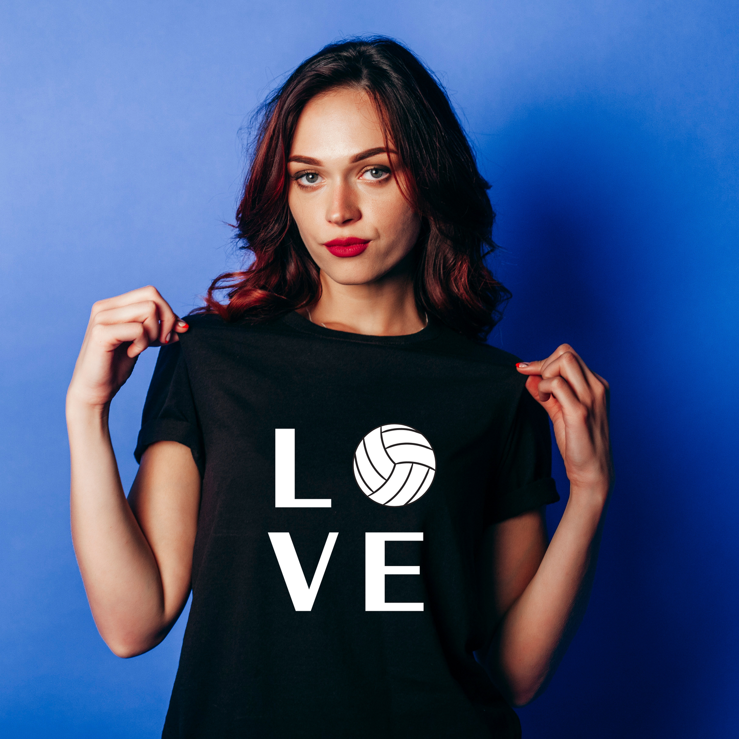 L O V E (volleyball) WHITE - Short Sleeve BLACK  T-Shirt