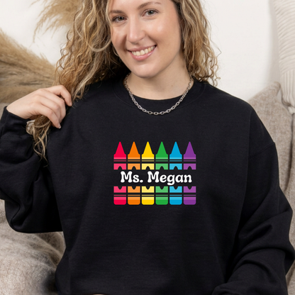 CRAYONS WITH YOUR CUSTOM NAME - Sweatshirt - choose your color & size