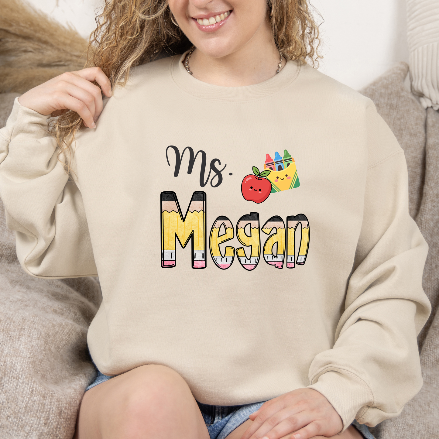 PENCILS WITH YOUR CUSTOM NAME - Sweatshirt - choose your color & size