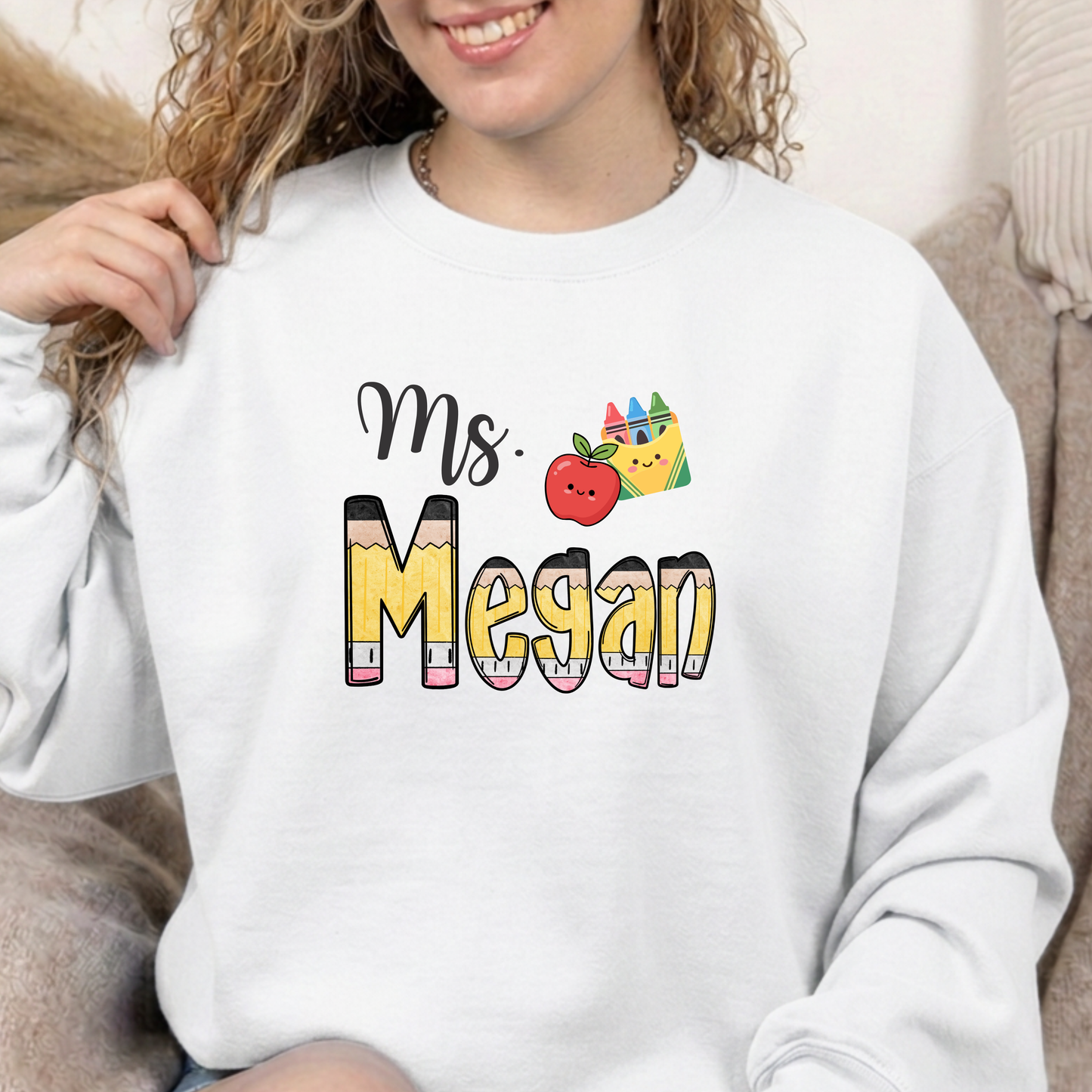 PENCILS WITH YOUR CUSTOM NAME - Sweatshirt - choose your color & size