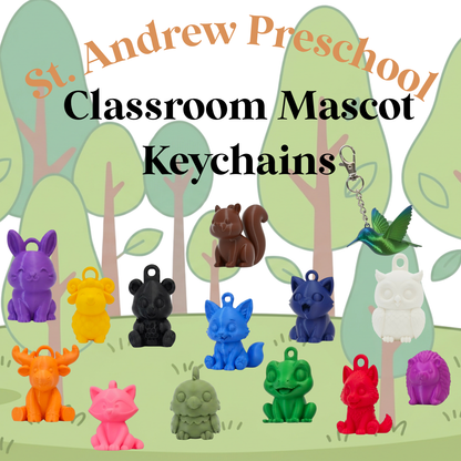 CLASSROOM MASCOT KEYCHAINS - choice of keychain & color