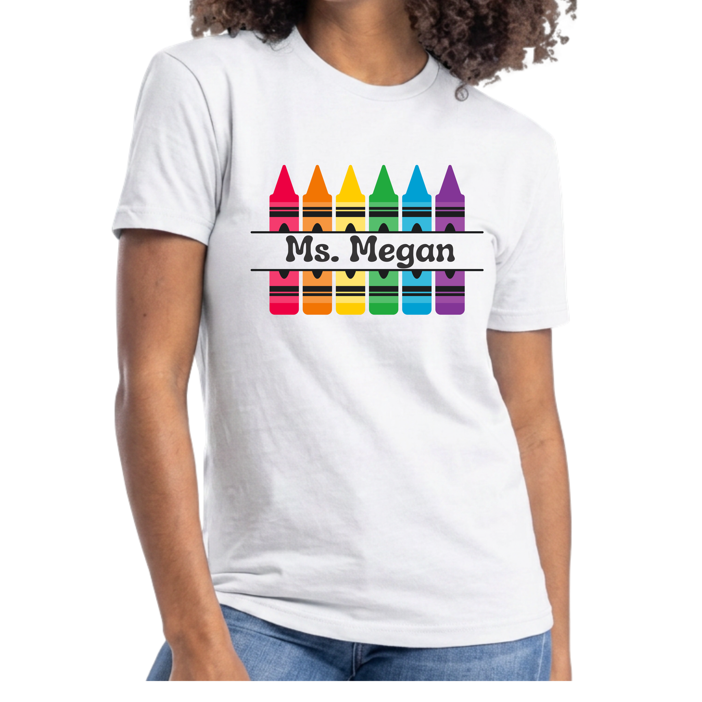 CRAYONS WITH YOUR CUSTOM NAME -TShirt/short sleeve - choose your color & size