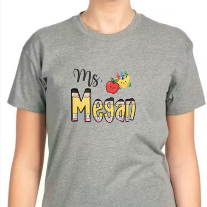 PENCILS WITH YOUR CUSTOM NAME-TShirt/short sleeve - choose your color & size (Copy)
