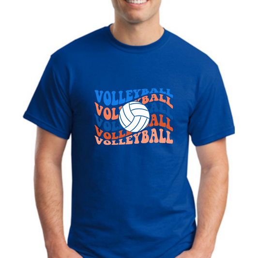 Wavy Volleyball - Short Sleeve BLUE  T-Shirt