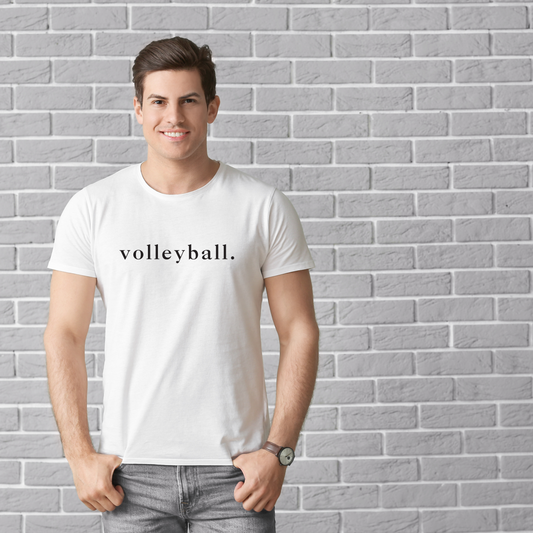 VOLLEYBALL. BLACK- Short Sleeve WHITE  T-Shirt