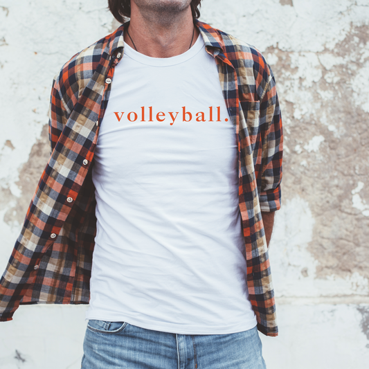 VOLLEYBALL. (Orange) - Short Sleeve WHITE  T-Shirt