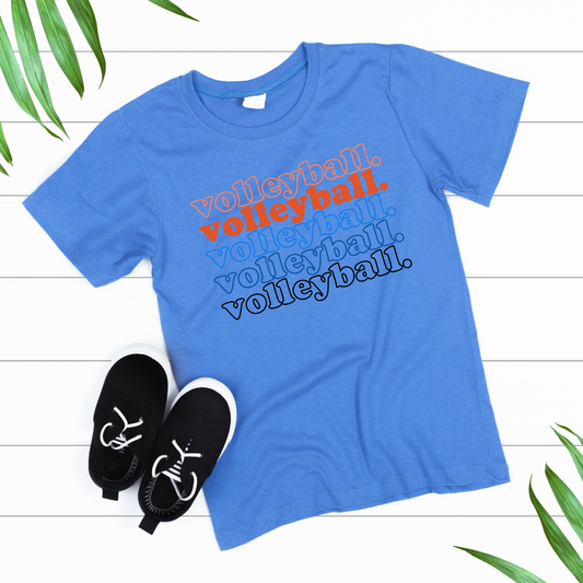 VOLLEYBALL.  VOLLEYBALL.  VOLLEYBALL.  short sleeve BLUE T-Shirt (CUSTOM TEAM COLORS AVAILABLE)