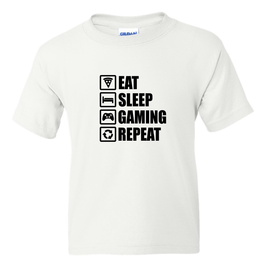 Eat Sleep Gaming Repeat -  Youth Gamer T-Shirt