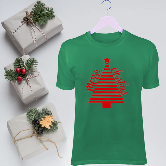 Striped Merry Christmas Tree T-Shirt